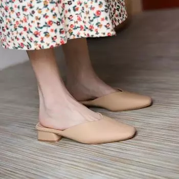 Туфли женские мюли на низком каблуке, высокие женские тапочки, маленькие размеры, топовые модели, сандалии H, тренд 2024 года, новые модные сандалии 34