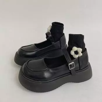 Туфли женские на каблуках летние кроссовки на платформе женские туфли на толстой подошве розы ретро Мэри Джейн Рим ткань ПУ резина базовый средний 36