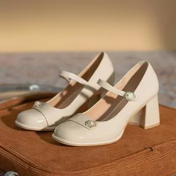 Туфли женские на каблуках Мэри Джейн на платформе Туфли Лолита на каблуках Туфли-лодочки Женские туфли на высоком каблуке в японском стиле для девочек в винтажном стиле 34 абрикосовый