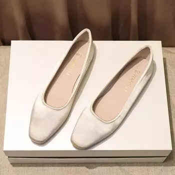 Туфли женские на низком каблуке, элегантные, офисные, без застежек, с квадратным носком, женские туфли на плоской подошве, летние шикарные новинки 2024 года, высокое качество, мода 34