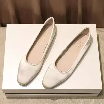 Туфли женские на низком каблуке, элегантные, офисные, без застежек, с квадратным носком, женские туфли на плоской подошве, летние шикарные новинки 2024 года, высокое качество, мода 35