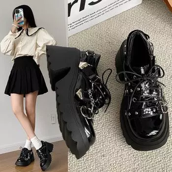 Туфли женские новые туфли Мэри Джейн на высоком каблуке женские осенние модные однотонные туфли с пряжкой на ремешке с круглым носком женские туфли Zapatos 35