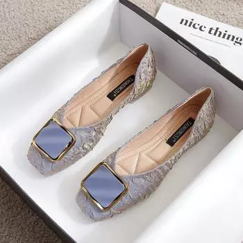 Туфли, женские новые весенне-осенние атласные туфли из мягкой кожи с квадратным носком, женские туфли с неглубоким горлом для беременных, туфли с плоской подошвой, размер овальной формы 34