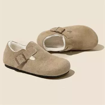 Туфли женские однопедальные флисовые утепленные туфли Doudou 2024 новые зимние пушистые женские туфли Boken хлопковые туфли 35