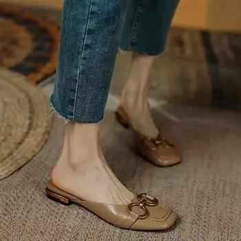 Туфли женские плоские шлепанцы нескользящие мюли женские тапочки обычные стильные сандалии по акции уникальные дизайнерские роскошные туфли 34