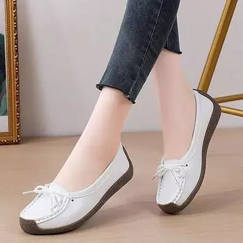 Туфли женские повседневные одинарные туфли 2024 года, модные летние туфли-оксфорды из искусственной кожи, удобные туфли на мягкой подошве со шнуровкой для мам 35 бежевый