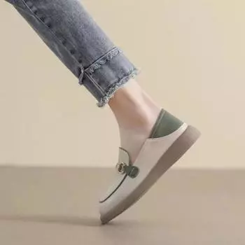 Туфли женские повседневные женские туфли на плоской подошве с круглым носком в корейском стиле, модные и недорогие, летние туфли 2024 года, оптовая продажа по социальным ценам 35