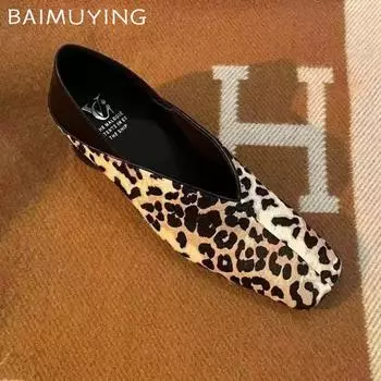 Туфли женские с квадратным носком на среднем каблуке Модные туфли-лодочки на толстой подошве Сексуальные туфли с леопардовым принтом 2024 года Трендовые дизайнерские осенние платья для вечеринок Zapatillas Ladies 35 абрикосовый