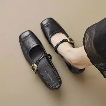 Туфли женские с квадратным носком, винтажные туфли с внутренним подъемом 34 чёрный