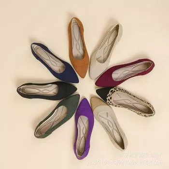 Туфли женские с острым носком, мелким вырезом, плоской подошвой, леопардовым принтом, с мягкой подошвой, большие размеры 34-43 34 фиолетовый