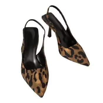 Туфли женские с открытой пяткой женские туфли на высоком каблуке модные туфли-лодочки женские леопардовые туфли с острым носком туфли на тонком каблуке женские босоножки 35