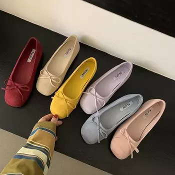 Туфли женские с плоской подошвой и неглубоким горлом 2025 года, новые весенне-летние туфли-бини с одной педалью, туфли Мэри Джейн, нежные вечерние туфли, женская обувь 35 розовый