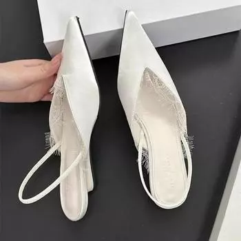 Туфли женские с закрытым носком женские сандалии модные сандалии женские с острым носком туфли на низком каблуке кружевные женские 35