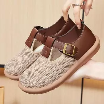 Туфли женские универсальные летние новые трендовые дышащие туфли для мам с мягкой подошвой удобные повседневные туфли с одной педалью 36