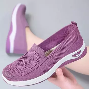 Туфли женские универсальные новые женские туфли из старой пекинской ткани ленивые туфли с одной педалью летающие сетчатые туфли для мам легкие одинарные туфли 36