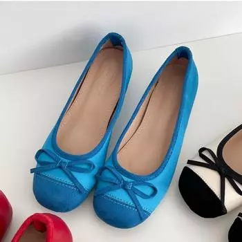 Туфли женские в стиле ретро-балетки с неглубокой горловиной и плоской подошвой, новинка 2025 года, летние туфли Мэри Джейн с мягкой подошвой 35 синий