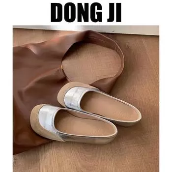 Туфли женские в стиле ретро с круглым носком, весна 2025 г., новая мягкая подошва, корейская версия, туфли на плоской подошве для бабушек, повседневные шапочки, женская обувь 35 хаки