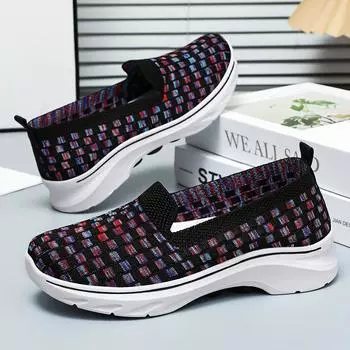 Туфли женские весна 2025 новые одинарные туфли импортные товары цвета в тон толстой подошве повседневные дышащие туфли для мам 36