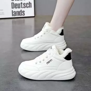 Туфли женские зимние новые популярные мягкие подошвы нескользящие белые туфли толстые подошвы хлопковые туфли женские MA 35 хаки