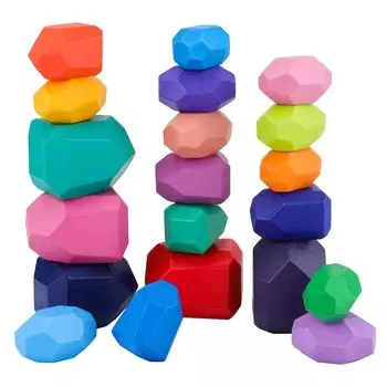 TUGO Building Деревянные развивающие игрушки Баланс Монтессори Деревянный камень Конфеты Разные пальчиковые конструкторы 0 лет 1 год 2 года 3 года Подарочные блоки на день рождения,