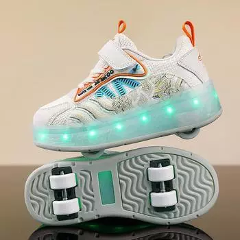 TUINANLE Четырехколесные роликовые туфли для мальчиков и девочек. Прогулочная обувь может ходить, скользить и уменьшать мигающие огни для школьников. 35 розовый