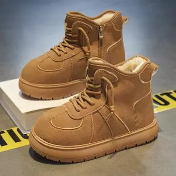 TUINANLE Children Warm Boots Winter Girls Boys Plus Thicken Velvet Cotton Shoes 33 коричневый