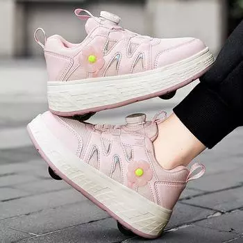 TUINANLE Детская обувь для катания на роликах для детей, детские кроссовки, подарки, обувь на 4 колесах, спорт на открытом воздухе 35 розовый