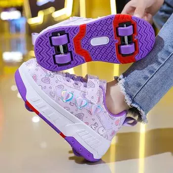 TUINANLE детская обувь для катания на роликах модная спортивная обувь для ходьбы на открытом воздухе новая светодиодная обувь милые детские кроссовки для девочек 35 розовый