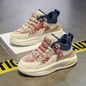 TUINANLE Детские бархатные зимние туфли Новые студенческие удобные хлопковые туфли для мальчиков и девочек Теплые высокие туфли 32 зелёный