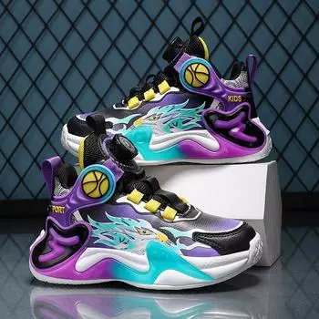 TUINANLE Детские баскетбольные кроссовки Кроссовки для мальчиков Нескользящая детская уличная спортивная обувь 31 фиолетовый