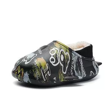 TUINANLE Детские хлопковые тапочки для мальчиков, зимние нескользящие домашние домашние плюшевые тапочки, теплая детская обувь