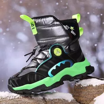 TUINANLE Детские зимние ботинки зимние удобные толстые теплые ботинки для мальчиков и девочек 33 чёрный/красный