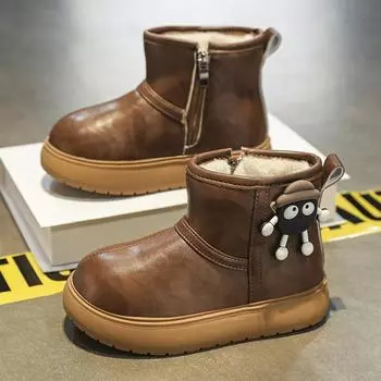 TUINANLE Girls Shoes Boys Boots Winter Plush Children s Boots Baby Cute Boots 33 коричневый