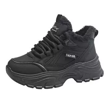 TUINANLE/кроссовки на массивном каблуке, женские зимние плюшевые туфли на платформе, женская теплая обувь для папы на толстой подошве