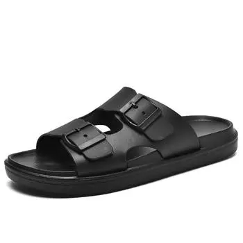 TUINANLE летние регулируемые мягкие шлепанцы для мужчин плоские тапочки из ЭВА легкие нескользящие тапочки 40 чёрный