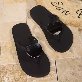 TUINANLE Летние шлепанцы Женские пляжные сандалии и тапочки на плоской подошве Мягкая подошва Конфетные цвета Обувь 36-37 чёрный