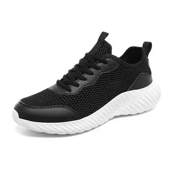 TUINANLE Man s Shoes Mesh Breathable Casual Flats Platform Shoes Men Lightweight Non Slip Black Sneakers
