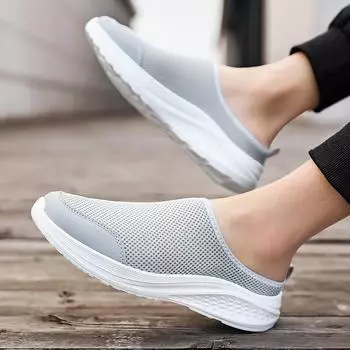 TUINANLE Мужская обувь Летние дышащие сетчатые легкие тапочки Модные повседневные прогулочные туфли Дышащие мокасины 39 чёрный