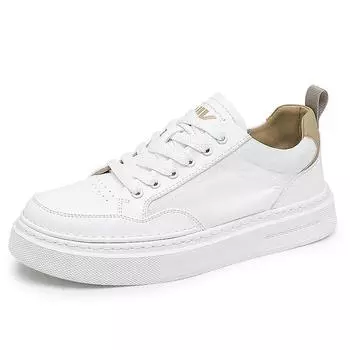 TUINANLE Мужская повседневная обувь Кожаные дышащие кроссовки на платформе со шнуровкой Мужские белые туфли 39 серый/белый