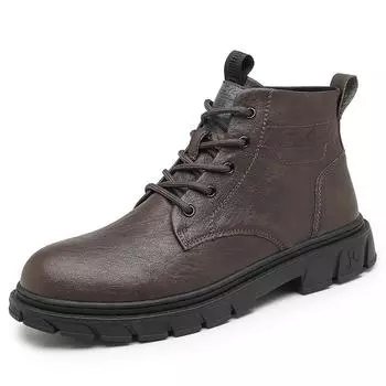 TUINANLE Мужская повседневная обувь весна-зима плюшевая теплая нескользящая кожаная мягкая обувь на платформе для мужчин 39 чёрный