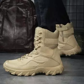 TUINANLE/мужские ботинки, военные ботинки для пустыни, уличные рабочие ботинки до щиколотки, мужская нескользящая походная обувь для скалолазания 43 песочный