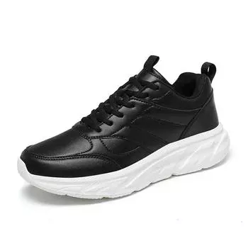 TUINANLE/мужские кожаные кроссовки, весенние повседневные черные туфли на платформе, Нескользящая спортивная обувь больших размеров