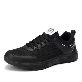 TUINANLE Мужские кроссовки, сетчатые дышащие кроссовки на платформе, мужские нескользящие черные спортивные туфли на шнуровке