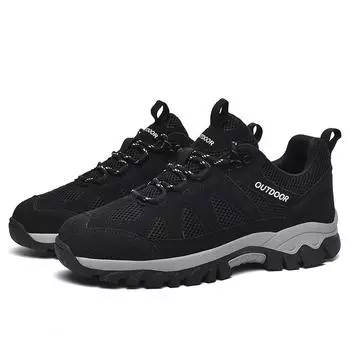 TUINANLE Мужские походные ботинки Осенние кроссовки для альпинизма и треккинга для мужчин Дышащие уличные противоскользящие спортивные рабочие мужские ботинки 39 чёрный