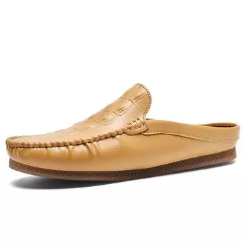 TUINANLE/мужские полутапочки, кожаные лоферы, мужская обувь-мюллер, дышащая удобная мягкая повседневная обувь на плоской подошве 39 чёрный