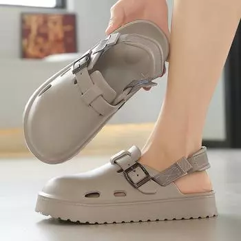 TUINANLE Мужские шлепанцы, мужские уличные пляжные тапочки, легкие мягкие тапочки из ЭВА, мужские сандалии, летние туфли на плоской подошве 40-41 бежевый