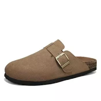 TUINANLE Мужские тапочки Нескользящие туфли с закрытым носком и пряжкой Декор Мужские замшевые кожаные сабо Сандалии 39 песочный