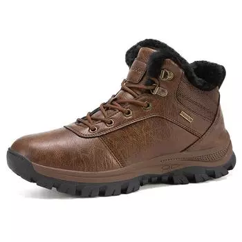 TUINANLE/мужские зимние плюшевые ботинки, винтажные рабочие ботильоны, качественная кожаная обувь в британском стиле