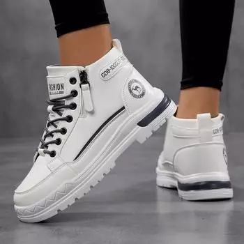 TUINANLE New Women s Ankle Boots Non-slip Retro Lace-up Work Female Boots Low-heeled Women Autumn Shoes 39 чёрный