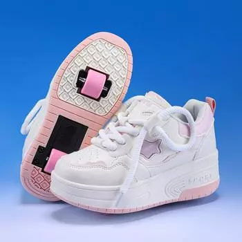 TUINANLE обувь для катания на роликах, детские кроссовки на колесах, детские роликовые коньки, уличная спортивная обувь для девочек и мальчиков, подарки для детей 35 розовый